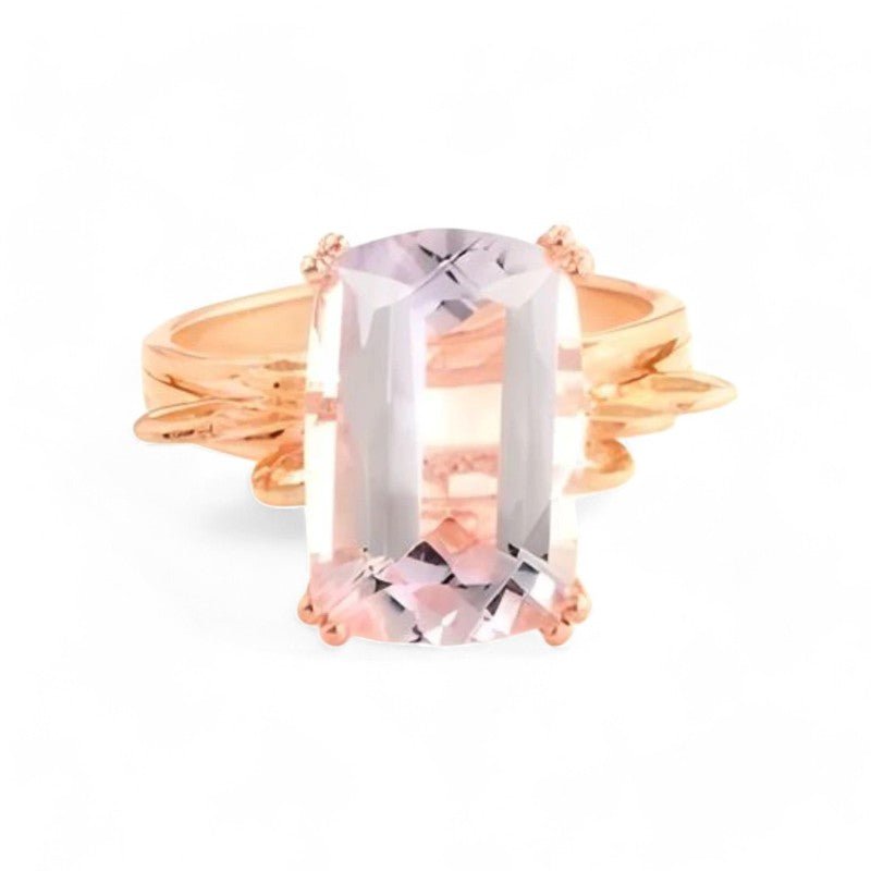 1CT Solitaire Cushion Pink Amethyst Ring - GEMPARA