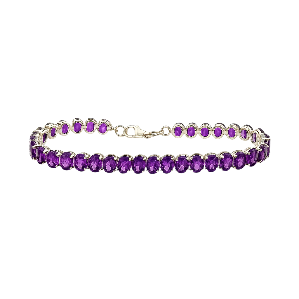 Classic Oval Amethyst Tennis Bracelet - GEMPARA