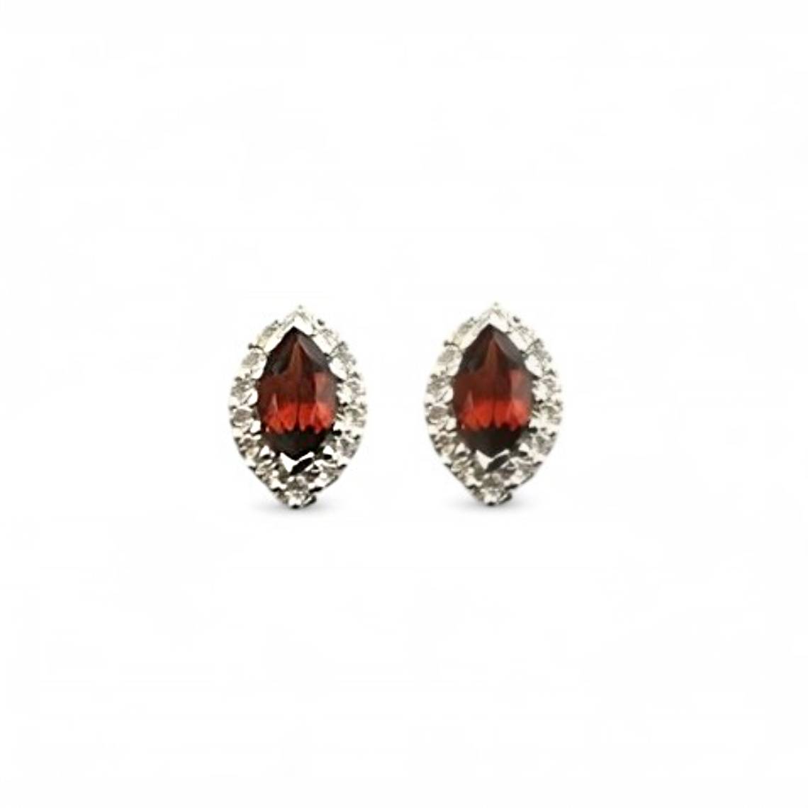 2CT Marquise Garnet Halo Studs - GEMPARA