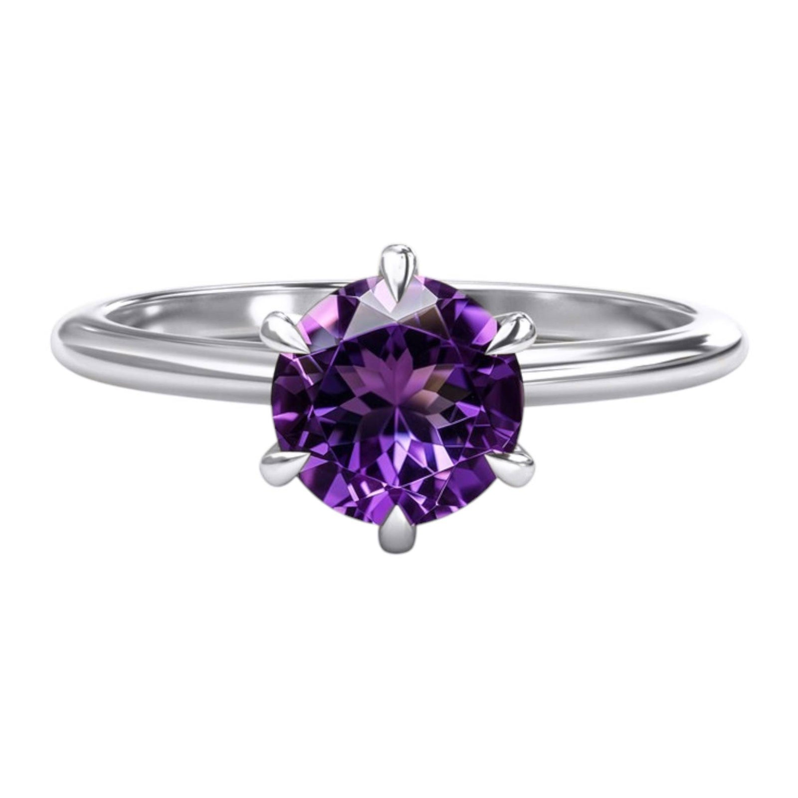 1.13CT Round Amethyst Solitaire Ring - GEMPARA