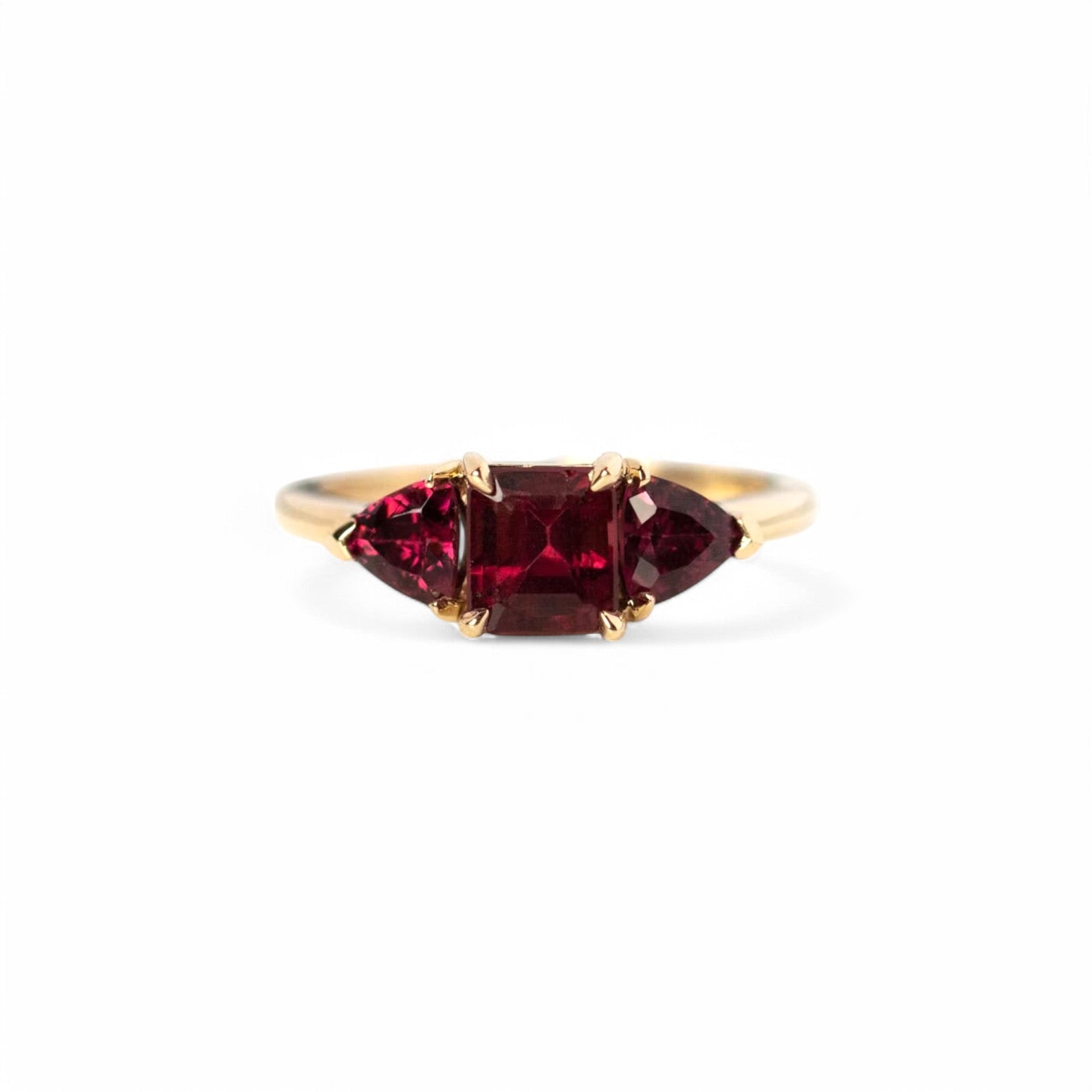 Garnet Marquise Illusion Three Stone Ring - GEMPARA