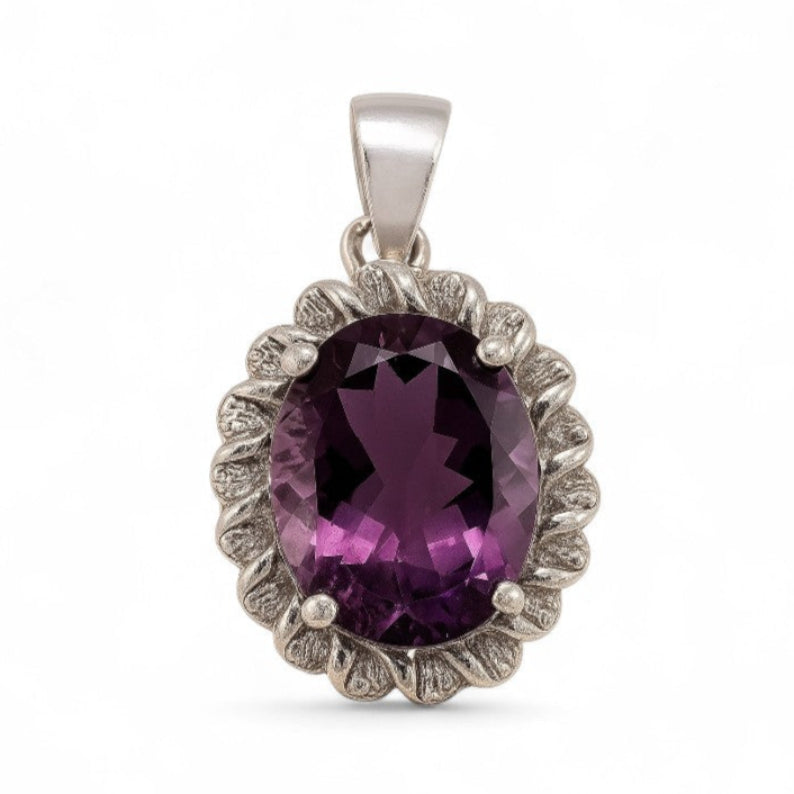 2CT Halo Amethyst Pendant - GEMPARA