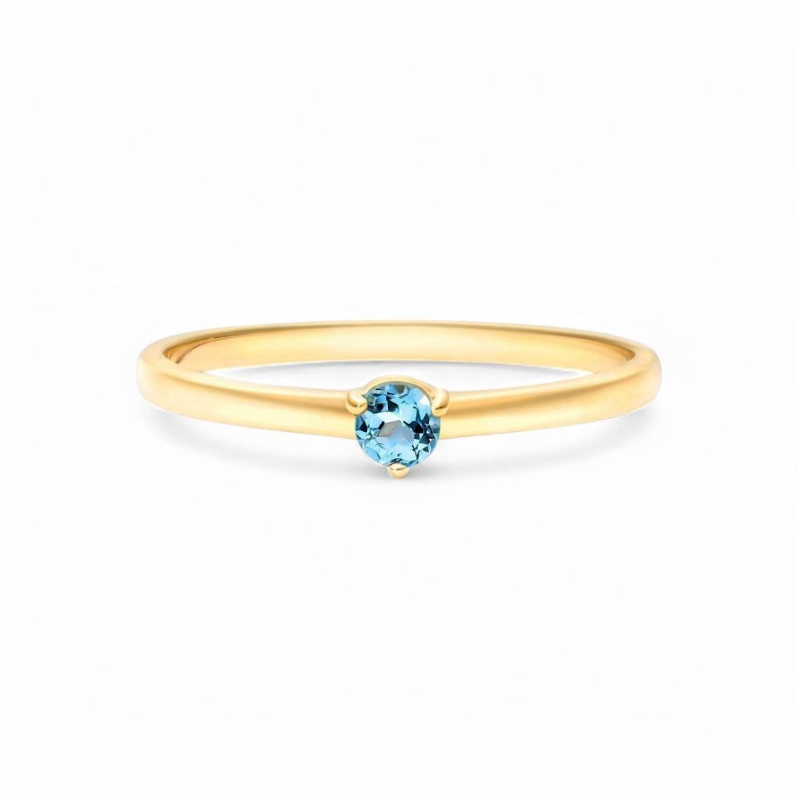 0.10CT Round cut Aquamarine Ring - GEMPARA
