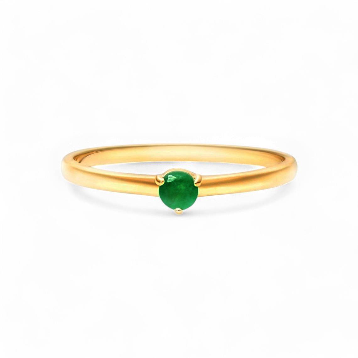 0.10CT Round cut Lab Emerald Ring - GEMPARA