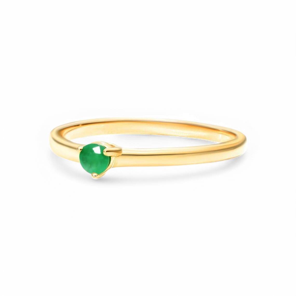 0.10CT Round cut Lab Emerald Ring - GEMPARA