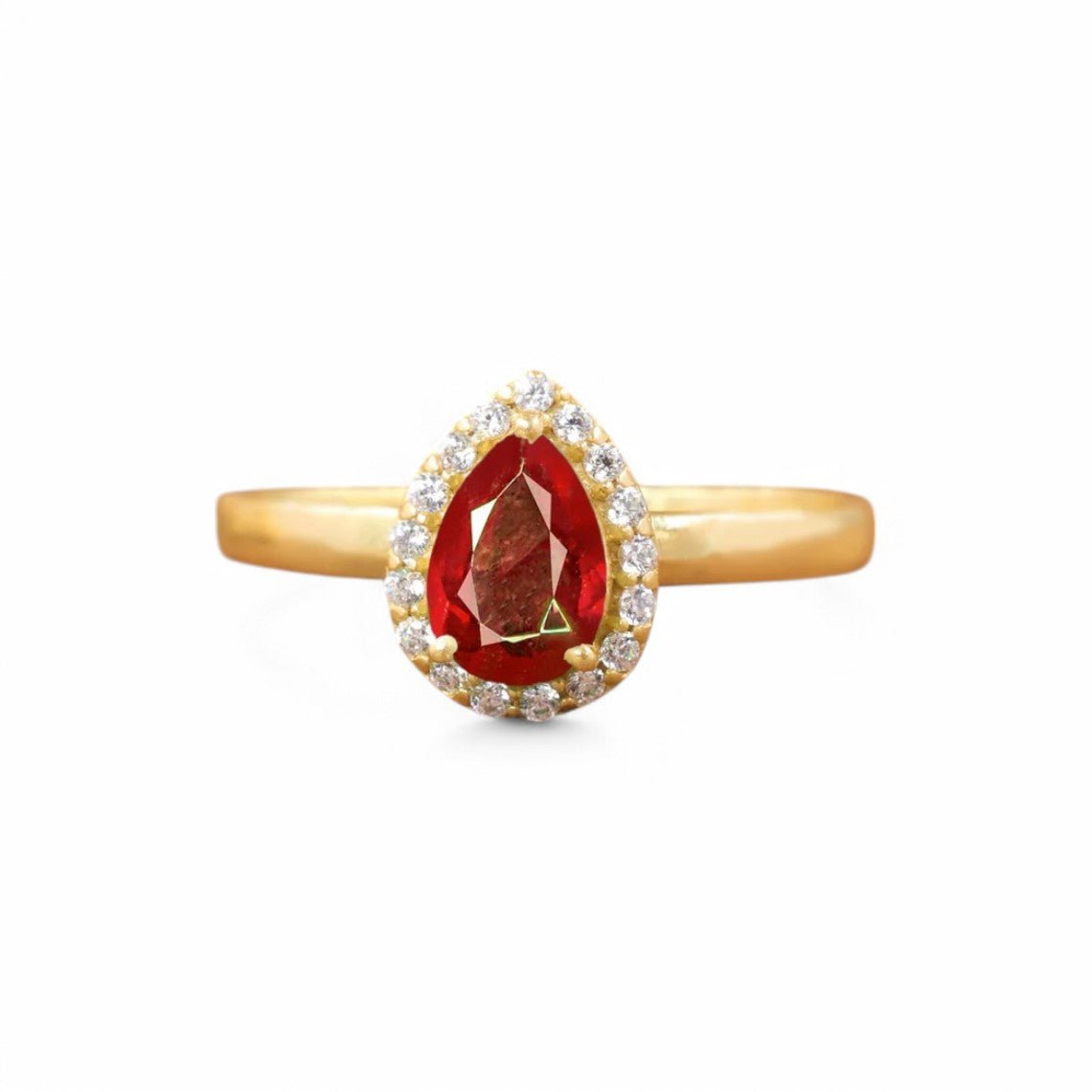 0.13CT Pear cut Ruby Halo Ring - GEMPARA