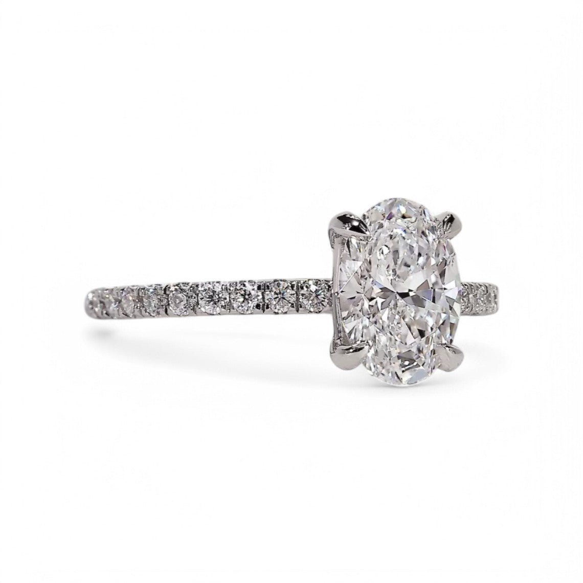 0.50CT Oval cut Pave Moissanite Ring - GEMPARA