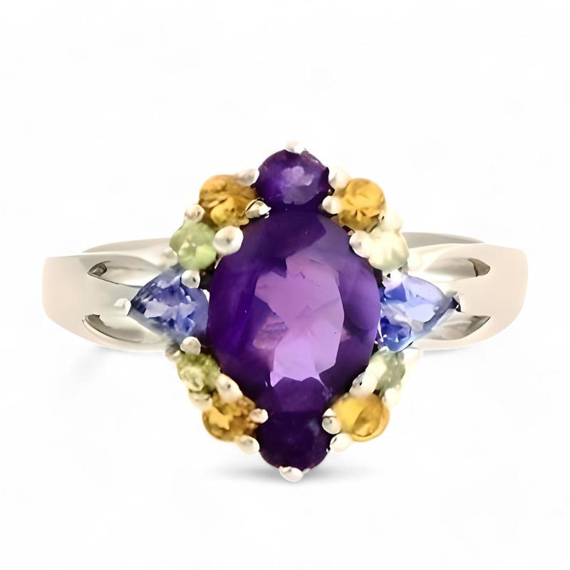 1 CT Amethyst Multi Stone Ring - GEMPARA