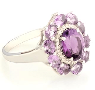 1 CT Amethyst Oval Cluster Floral Ring - GEMPARA