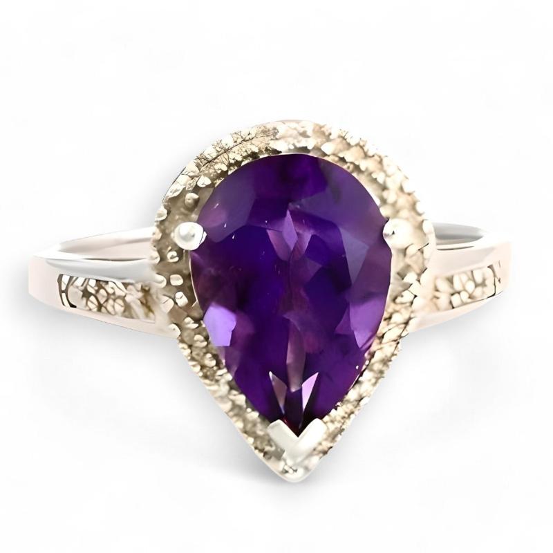 1 CT Amethyst Pear Cut RIng - GEMPARA