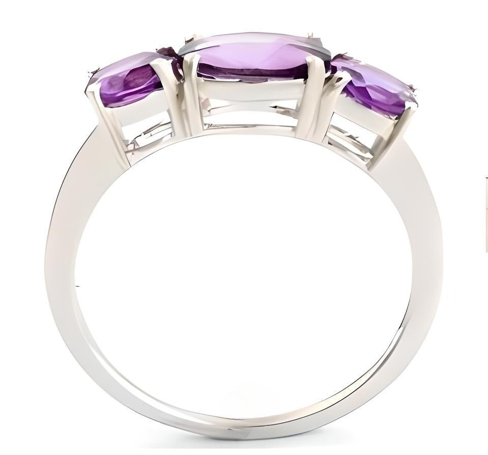 1 CT Amethyst Three Stone Ring - GEMPARA