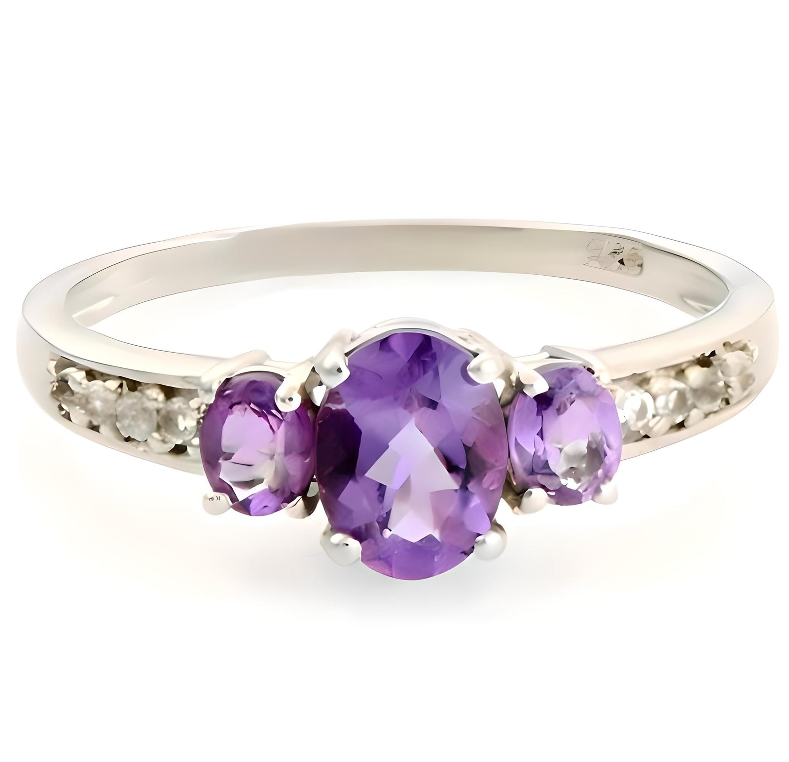 1 CT Amethyst Three Stone Ring - GEMPARA