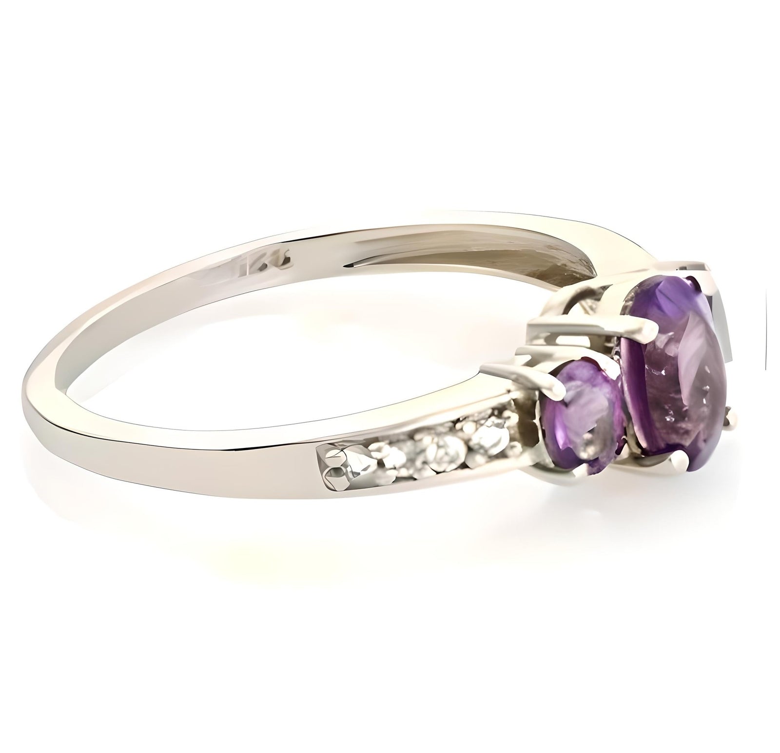 1 CT Amethyst Three Stone Ring - GEMPARA