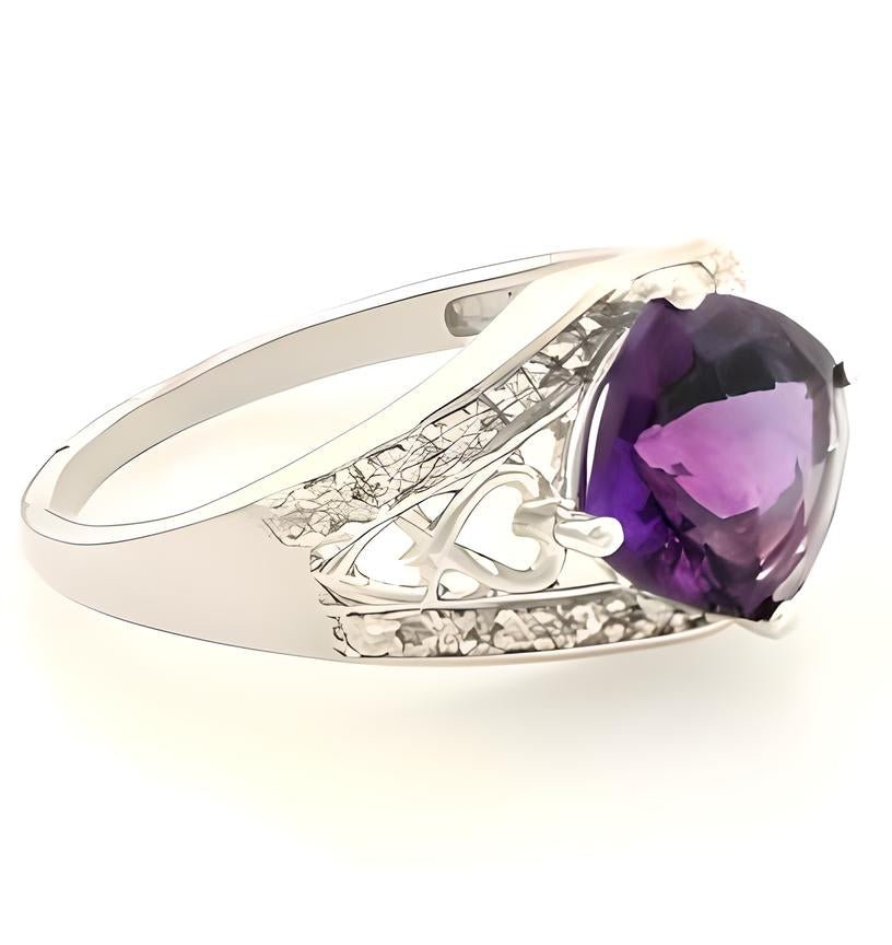 1 CT Cushion Cut Amethyst Ring - GEMPARA