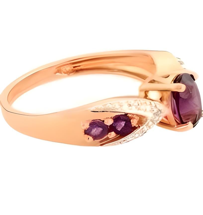 1 CT Oval Amethyst and White Topaz Ring - GEMPARA