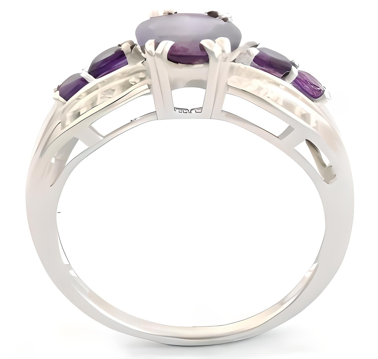 1 CT Oval Amethyst Split Shank Ring - GEMPARA