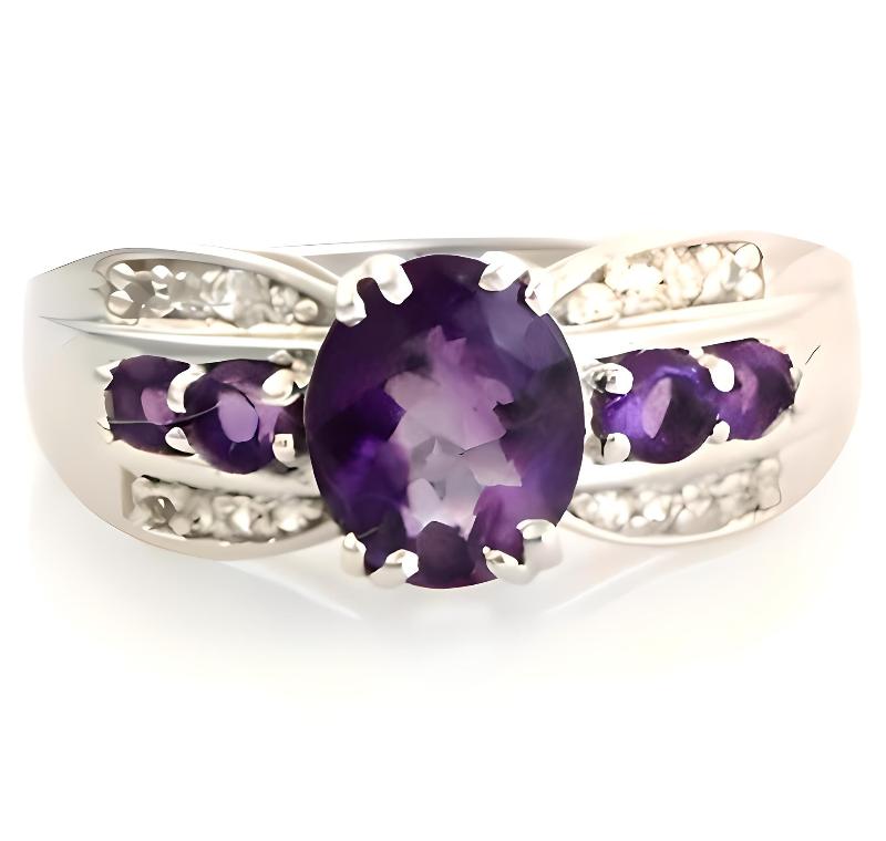 1 CT Oval Amethyst Split Shank Ring - GEMPARA