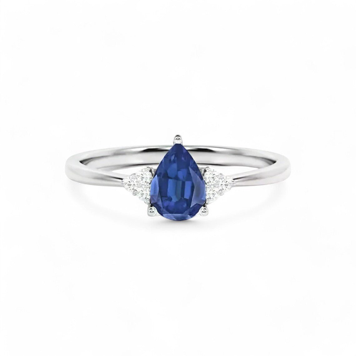 1 CT Pear Lab Sapphire Ring - GEMPARA