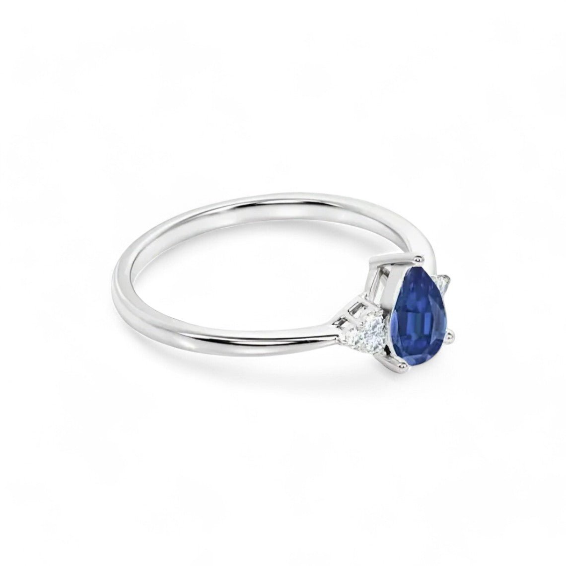 1 CT Pear Lab Sapphire Ring - GEMPARA