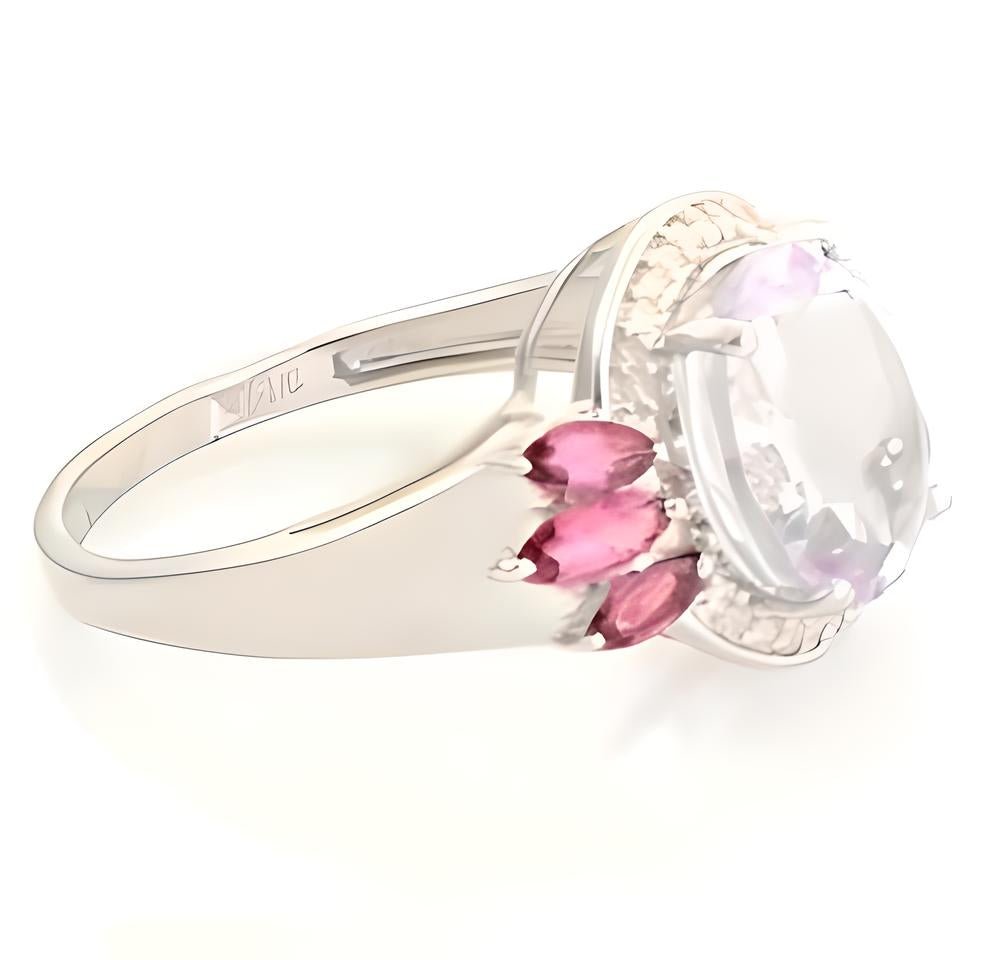 1 CT Pink Amethyst and Tourmaline Ring - GEMPARA