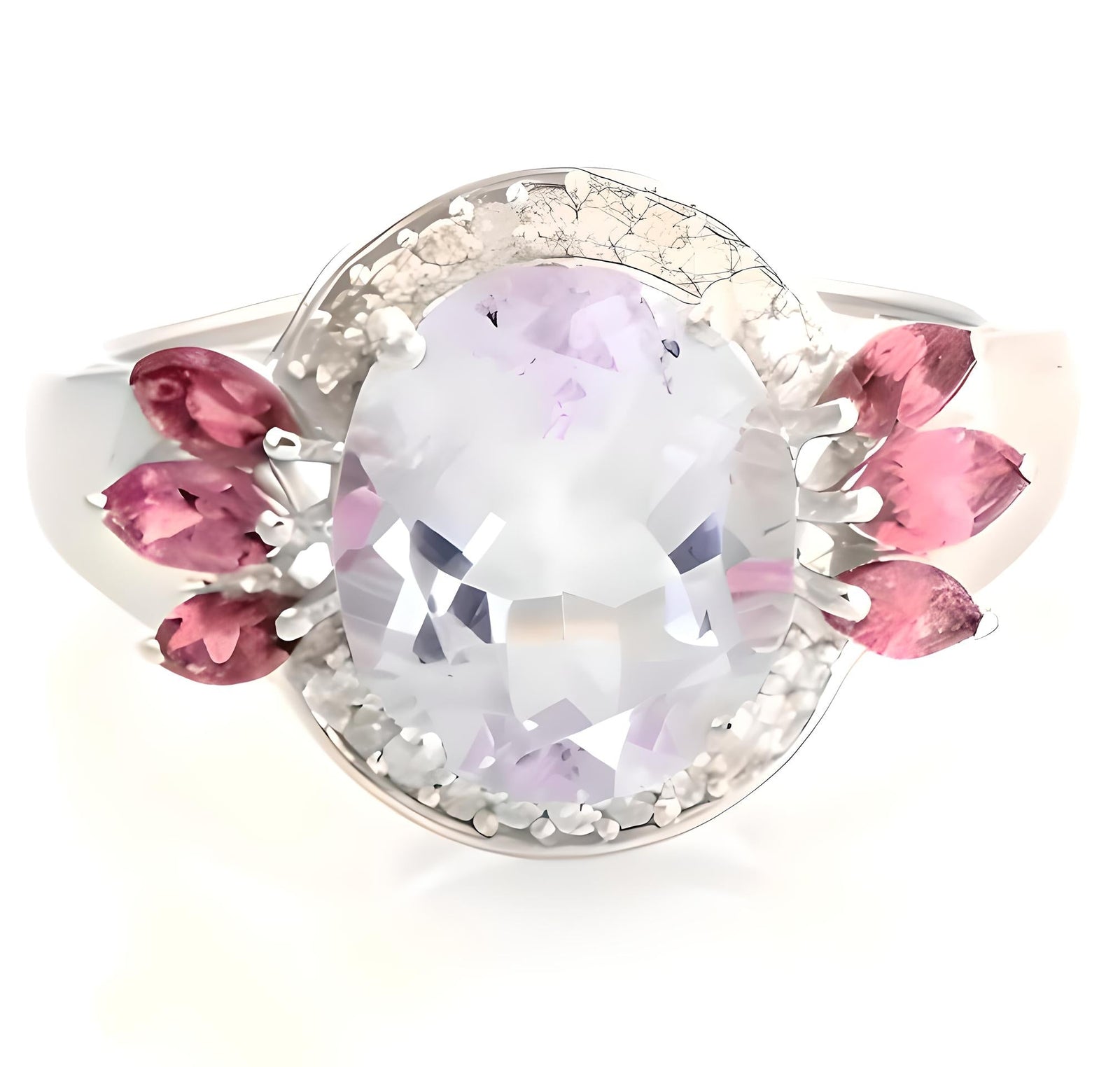 1 CT Pink Amethyst and Tourmaline Ring - GEMPARA