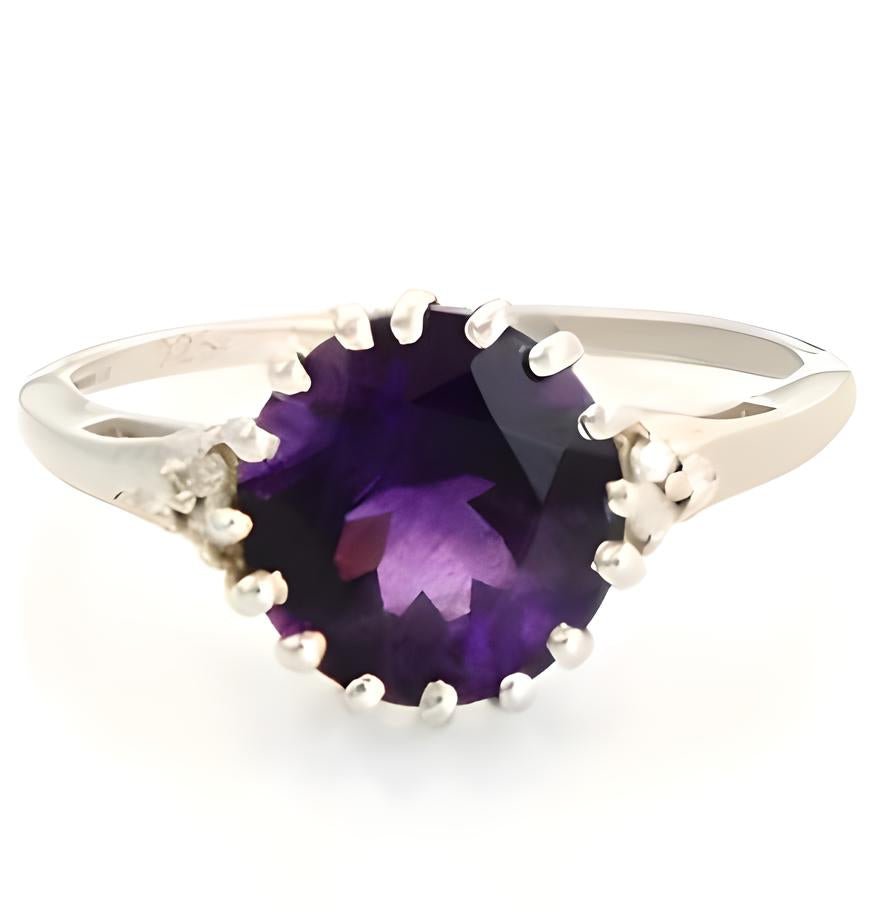 1 CT Round Amethyst Ring - GEMPARA