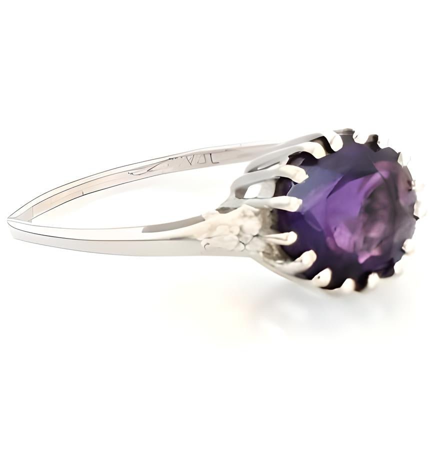 1 CT Round Amethyst Ring - GEMPARA