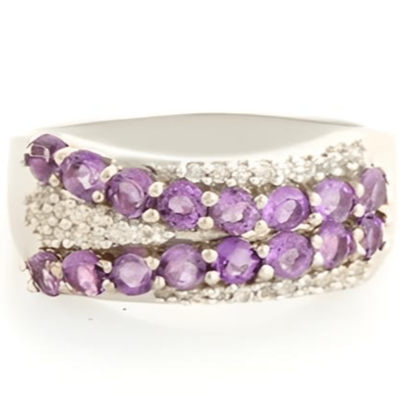 1 CT Round Flowing Amethyst Ring - GEMPARA