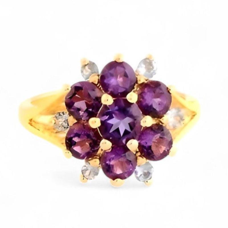 1.25CT Round Amethyst and Tanzanite Ring - GEMPARA