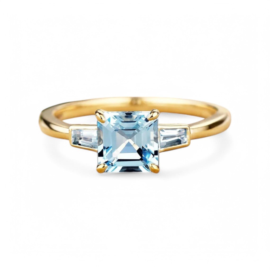 1.2CT Square cut Aquamarine Ring - GEMPARA