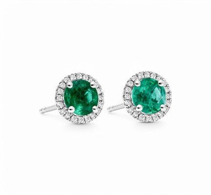 1.35CT Round Emerald Halo Studs - GEMPARA