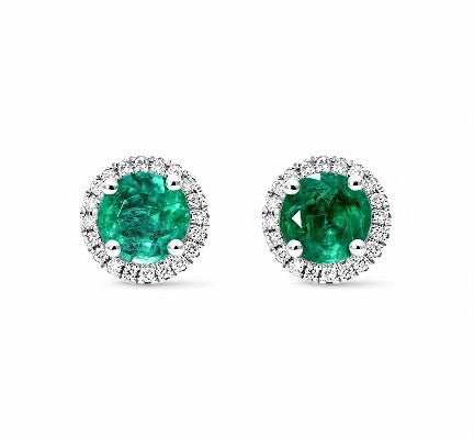1.35CT Round Emerald Halo Studs - GEMPARA