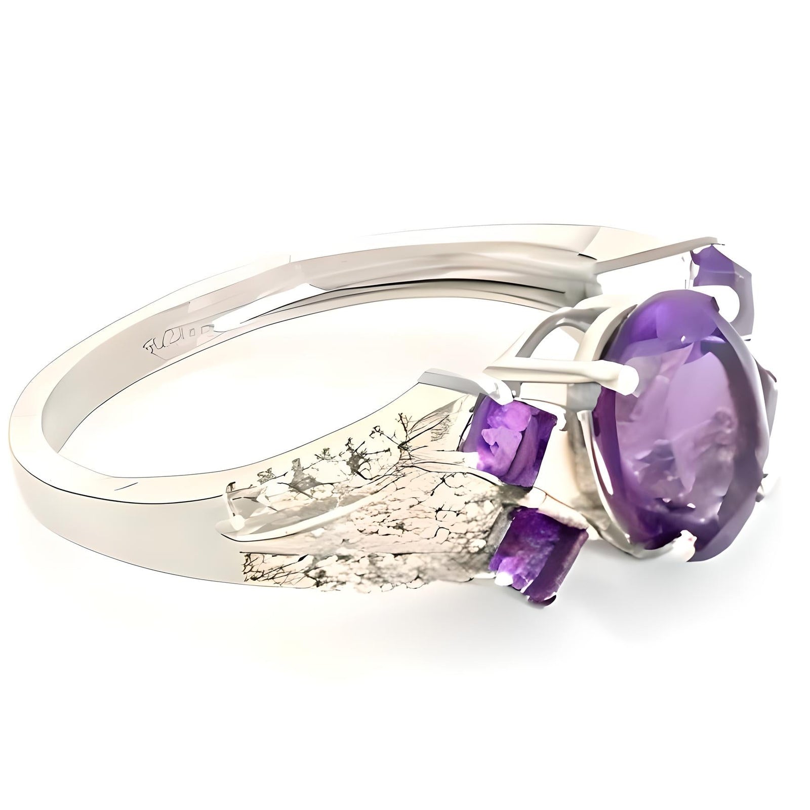 1.50 CT Amethyst Ring with Square Accents - GEMPARA