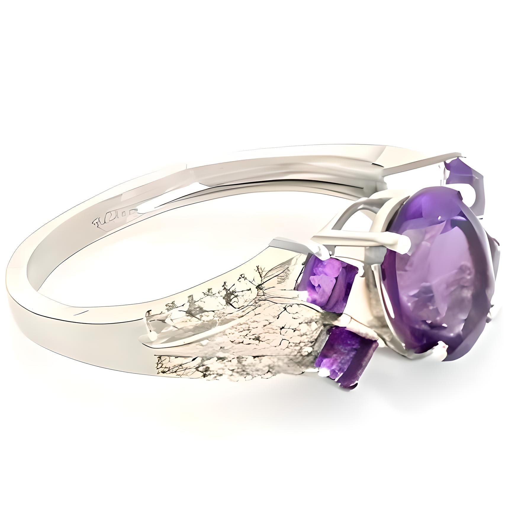 1.50 CT Amethyst Ring with Square Accents - GEMPARA