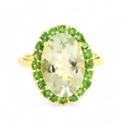 1.50CT Oval Green Amethyst Halo Ring - GEMPARA