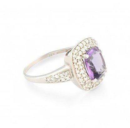 1CT Amethyst Cushion Halo Ring - GEMPARA