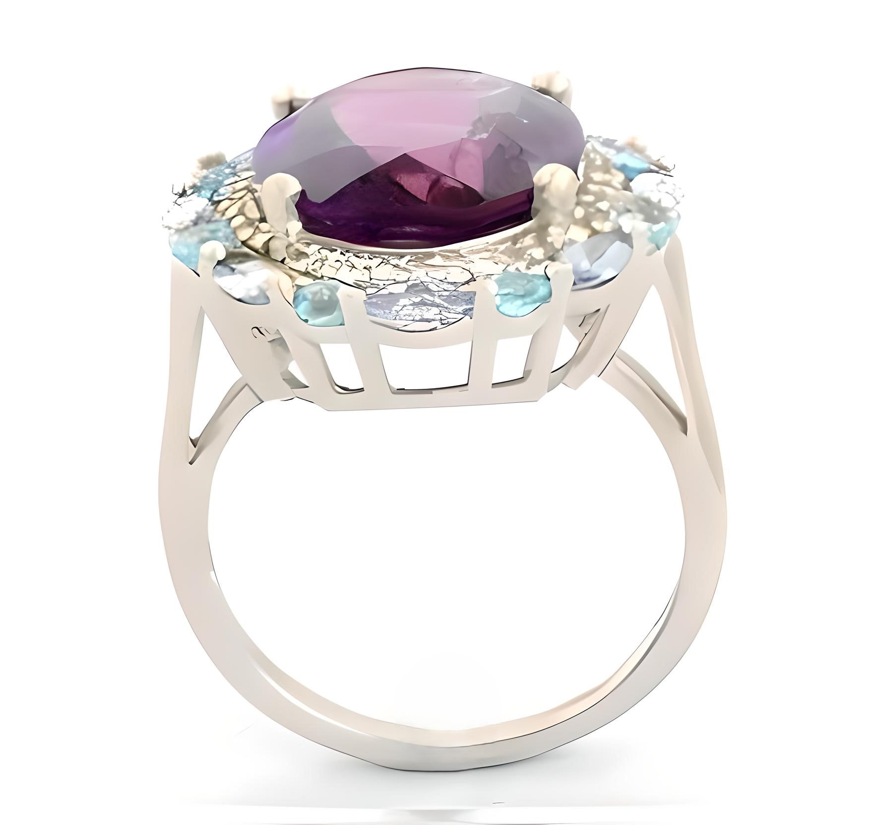 1CT Amethyst Multi Stone Halo Ring - GEMPARA