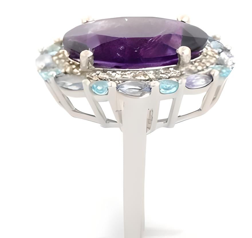 1CT Amethyst Multi Stone Halo Ring - GEMPARA