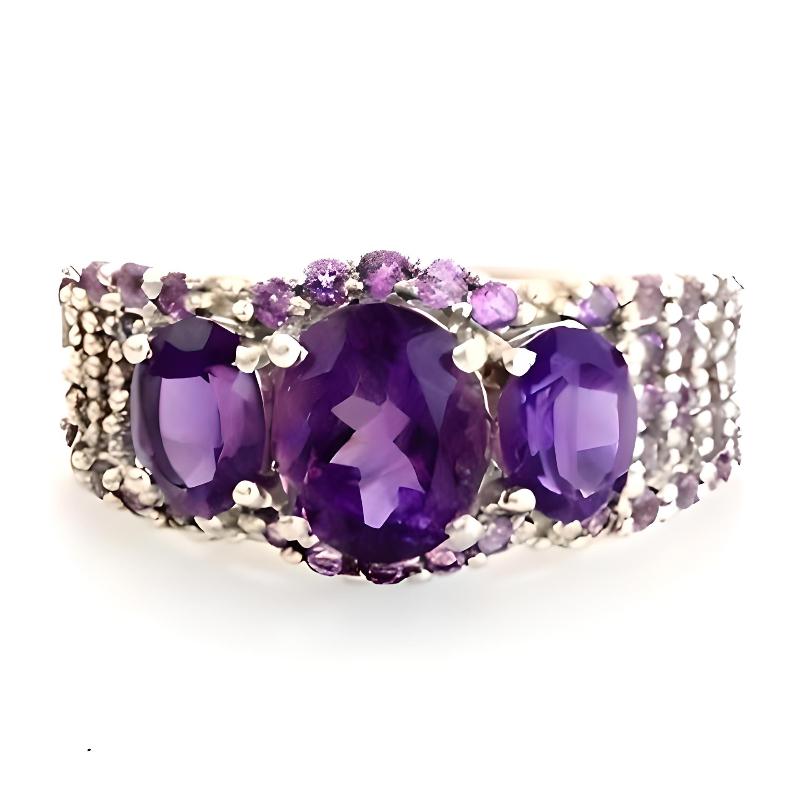 1CT Amethyst Trio Crown Ring - GEMPARA