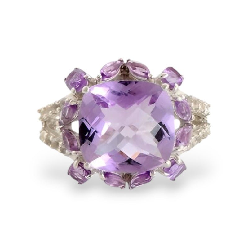 1CT Cushion Amethyst Cluster Ring - GEMPARA