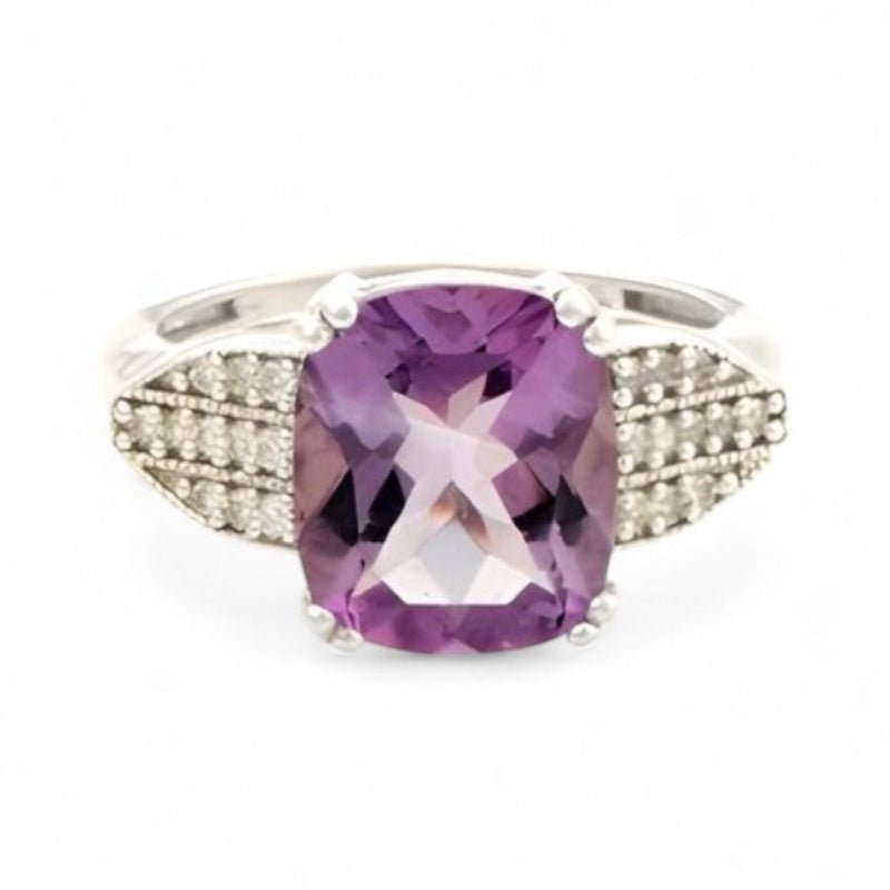 1CT Cushion Amethyst Ring - GEMPARA