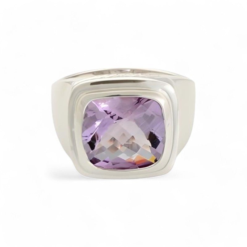 1CT Cushion Amethyst Signet Ring - GEMPARA