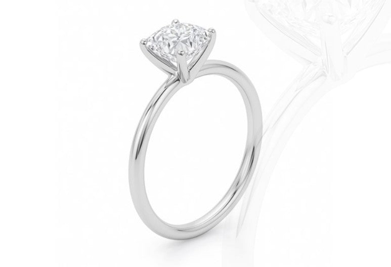 2.00 ct Cushion Natural Diamond Solitaire Ring -14K Solid Gold (SI–G/H Minimum)