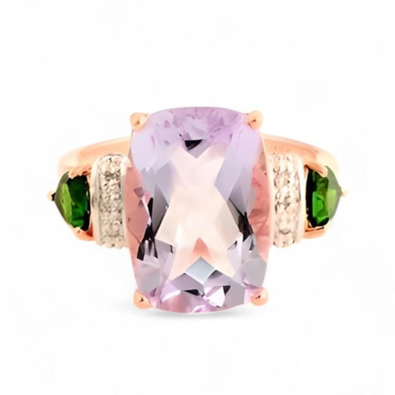 1CT Cushion Pink Amethyst Ring - GEMPARA