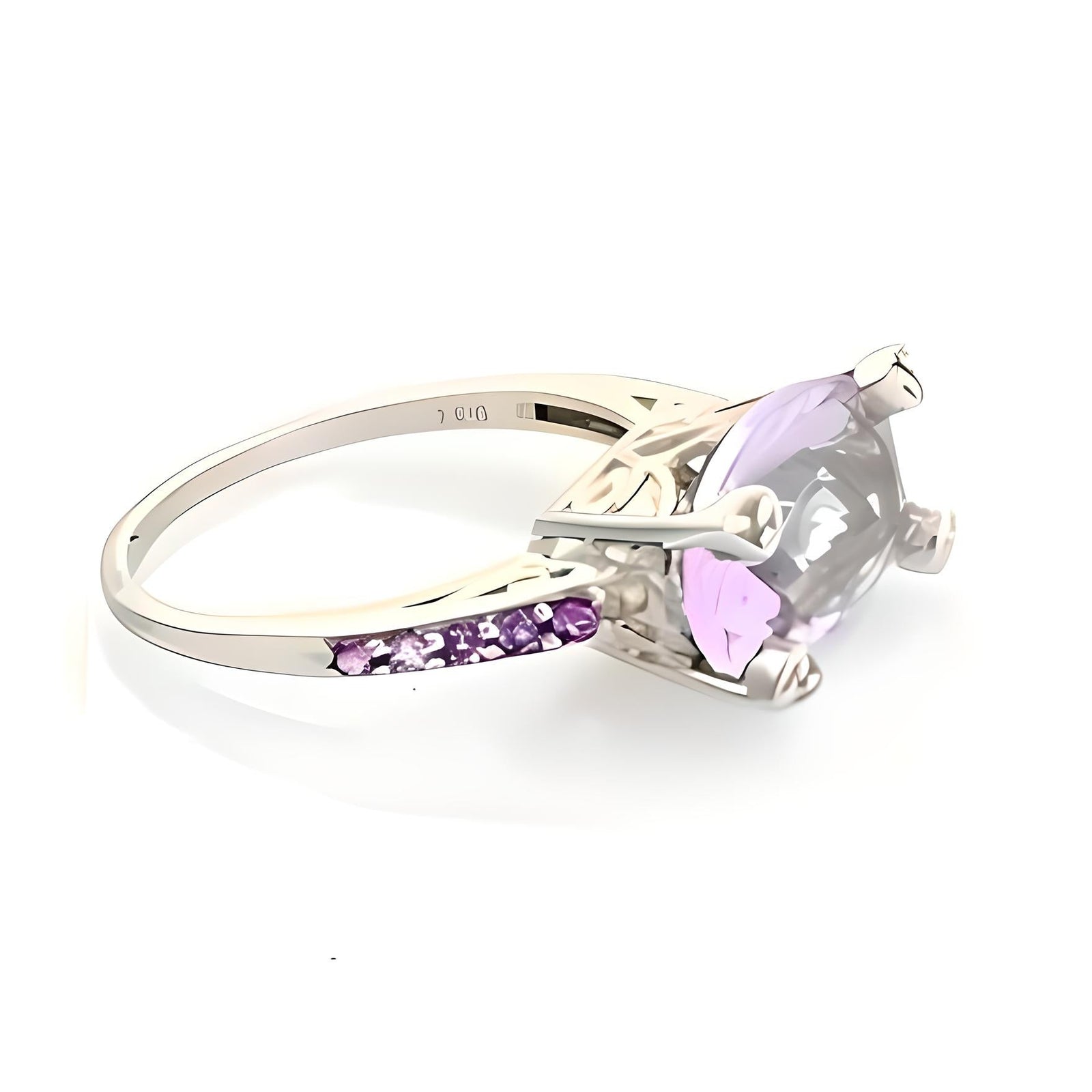 1CT Elongated Oval Pink Amethyst Ring - GEMPARA