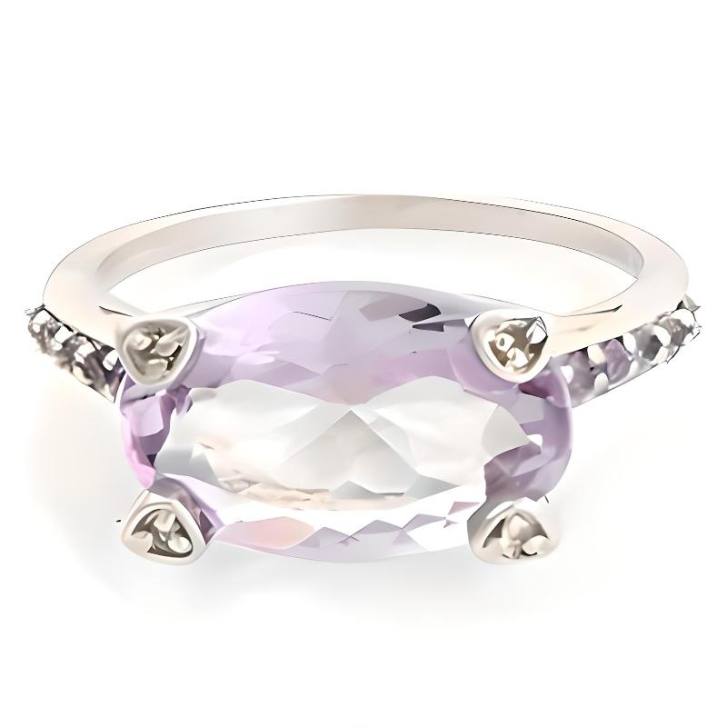 1CT Elongated Oval Pink Amethyst Ring - GEMPARA