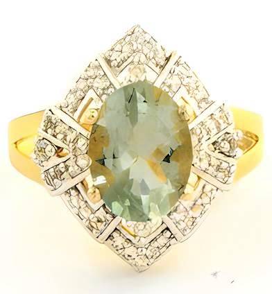 1CT Green Amethyst Arch Halo Ring - GEMPARA