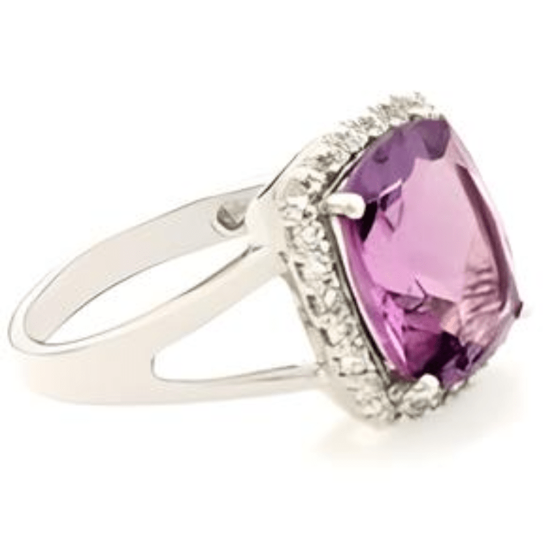 1CT Halo Cushion Amethyst Ring - GEMPARA