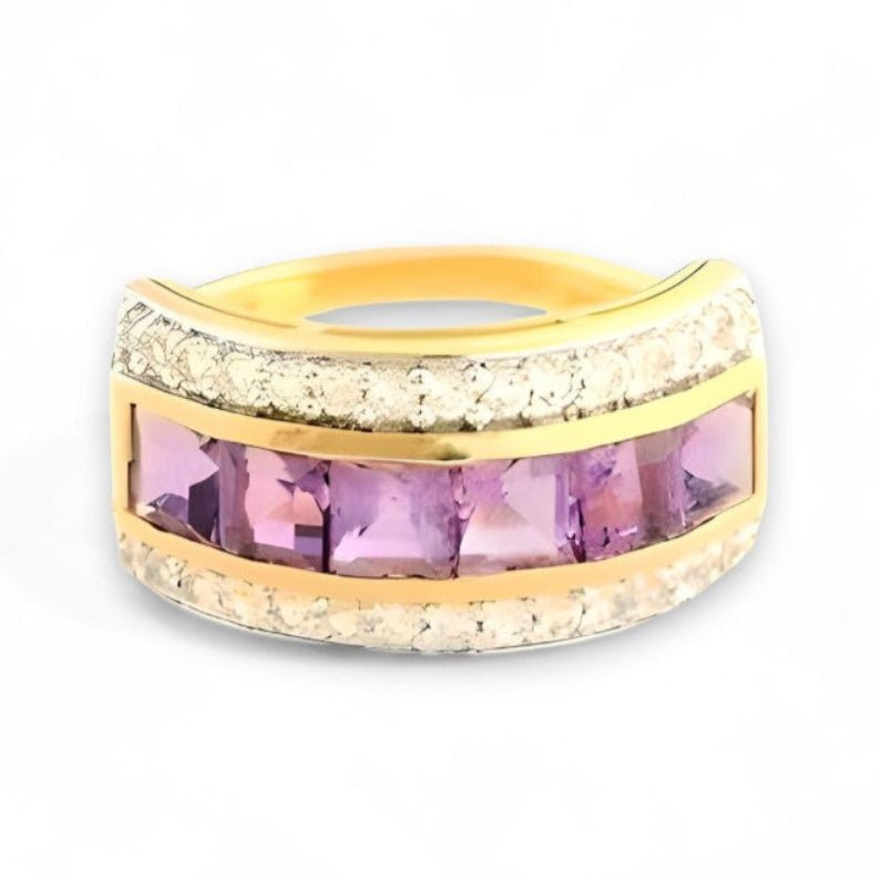 1CT Linear Square Amethyst Ring - GEMPARA