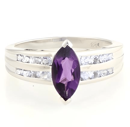 1CT Marquise Amethyst and Tanzanite Ring - GEMPARA